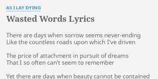 As I Lay Dying - Wasted Words
